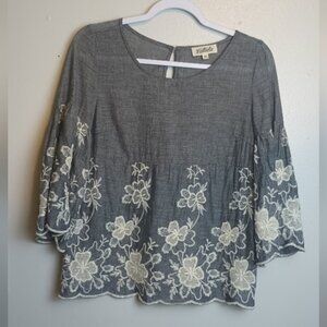 Listicle Embroidered Cotton Top Medium